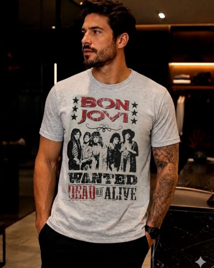 Camiseta Bon Jovi - Wanted Dead or Alive | Algodón 100% Rockquil